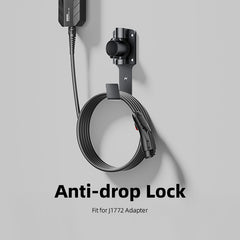 J1772 Charger Holder with Cable Hook & Nozzle Dock – Durable Steel Wall Mount Organizer for EV Home Chargers, Fits Ford, Rivian, Chevy, Tesla