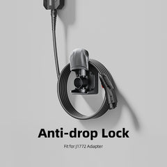 EV Charger Holder with 180° Rotating Nozzle Dock & J-Hook – Fits J1772 & Tesla Chargers, 80A Fast Charging, Wall Mount Organizer for Garage