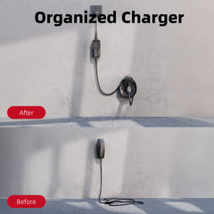 EV Charger Holder with 180° Rotating Nozzle Dock & J-Hook – Fits J1772 & Tesla Chargers, 80A Fast Charging, Wall Mount Organizer for Garage