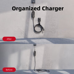 J1772 Charger Holder with Cable Hook & Nozzle Dock – Durable Steel Wall Mount Organizer for EV Home Chargers, Fits Ford, Rivian, Chevy, Tesla