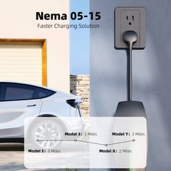 NEMA 5-15 Adapter for Tesla Gen 2 Mobile Charger – Fast 12Amp Charging, 125V Outlet Compatible, Fits Tesla Model S/3/X/Y, 15-Inch Cable