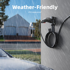 J1772 Charger Holder with Cable Hook & Nozzle Dock – Durable Steel Wall Mount Organizer for EV Home Chargers, Fits Ford, Rivian, Chevy, Tesla