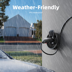 EV Charger Holder with 180° Rotating Nozzle Dock & J-Hook – Fits J1772 & Tesla Chargers, 80A Fast Charging, Wall Mount Organizer for Garage