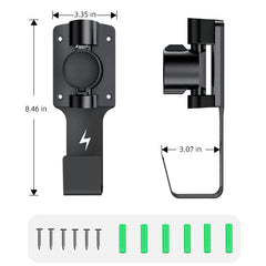 J1772 Charger Holder with Cable Hook & Nozzle Dock – Durable Steel Wall Mount Organizer for EV Home Chargers, Fits Ford, Rivian, Chevy, Tesla