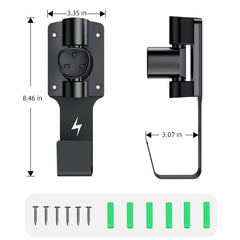 Tesla Charger Holder with 180° Rotation Nozzle Dock, Metal J-Hook Cable Organizer, Wall Connector & Mobile Connector Holder for Model 3/Y/X/S