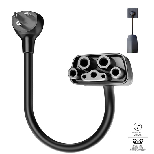 NEMA 05-20 Adapter for Tesla Gen 2 Charger – 16A Fast Charging, 15” Cable,  Certified, Safe & Durable for 125V Outlets, Fits Model S/3/X/Y