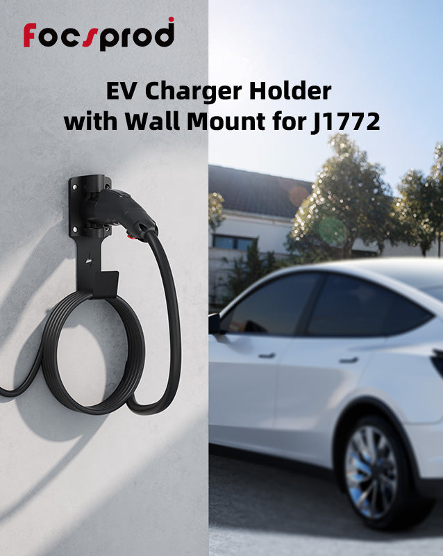J1772 Charger Holder with Cable Hook & Nozzle Dock – Durable Steel